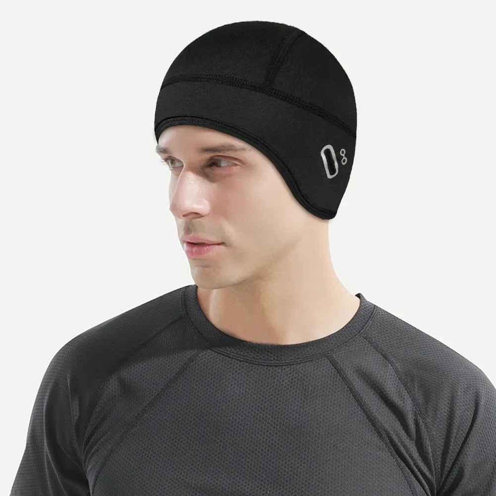 Winter Cycling Cap Windproof Warm Fleece Thermal Helmet Liner Beanies Hat Hiking Skiing Ear Protection Cap with Glasses Hole