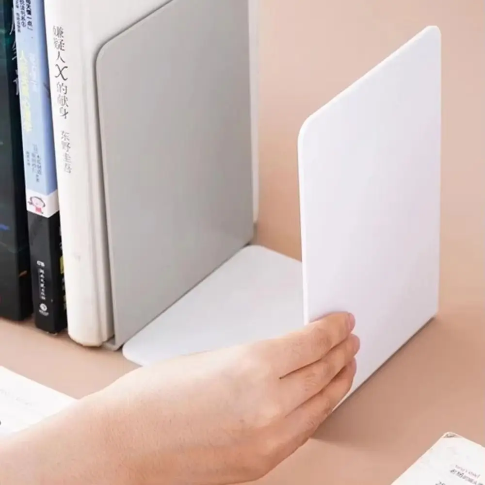 1/2Pcs L-Shaped Simple Bookend with Anti-slip Design Decorative Desk Bookshelf Plastic Thickened Book End Stand Rack