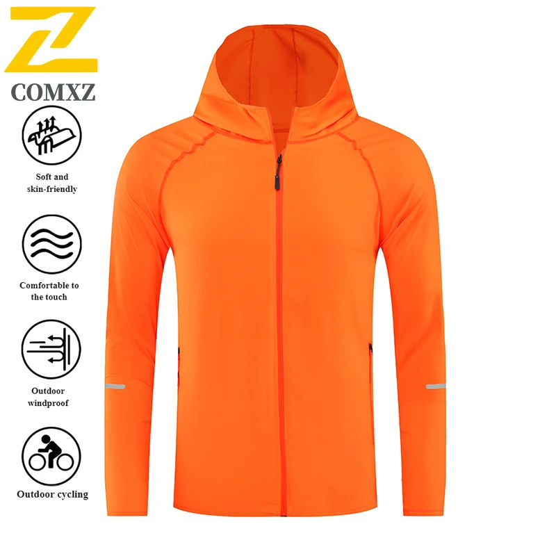 سترة بغطاء للرأس للحماية من الأشعة فوق البنفسجية للزوجين للجري UPF50 + ملابس رياضية سريعة الجفاف قابلة للتنفس مع تقنية تبريد للضوء الليلي 2025 #3