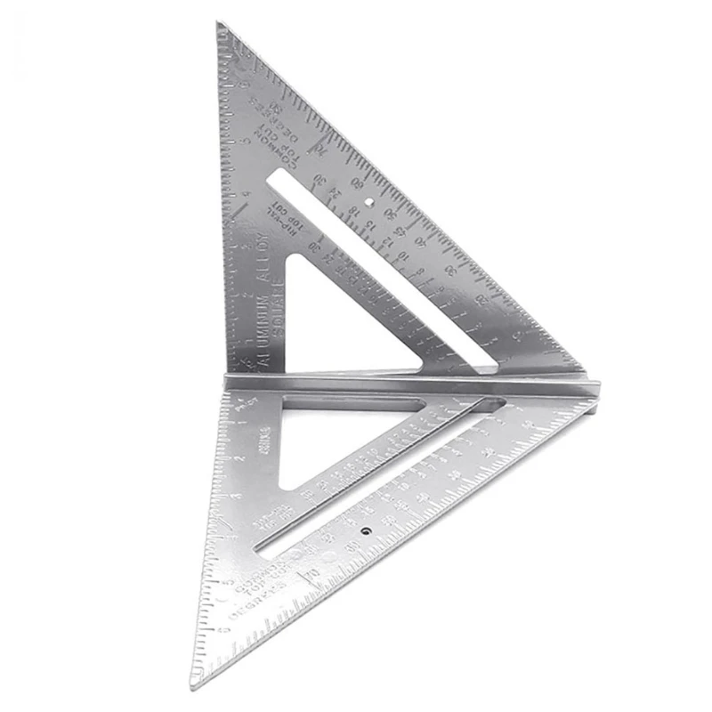 2Pcs/Set 18-25.5CM 10 Inch Aluminum Alloy 1pc Triangle Angle 1pc Ruler Oblong Shape Protractor Measuring Ruler Woodworking Tool