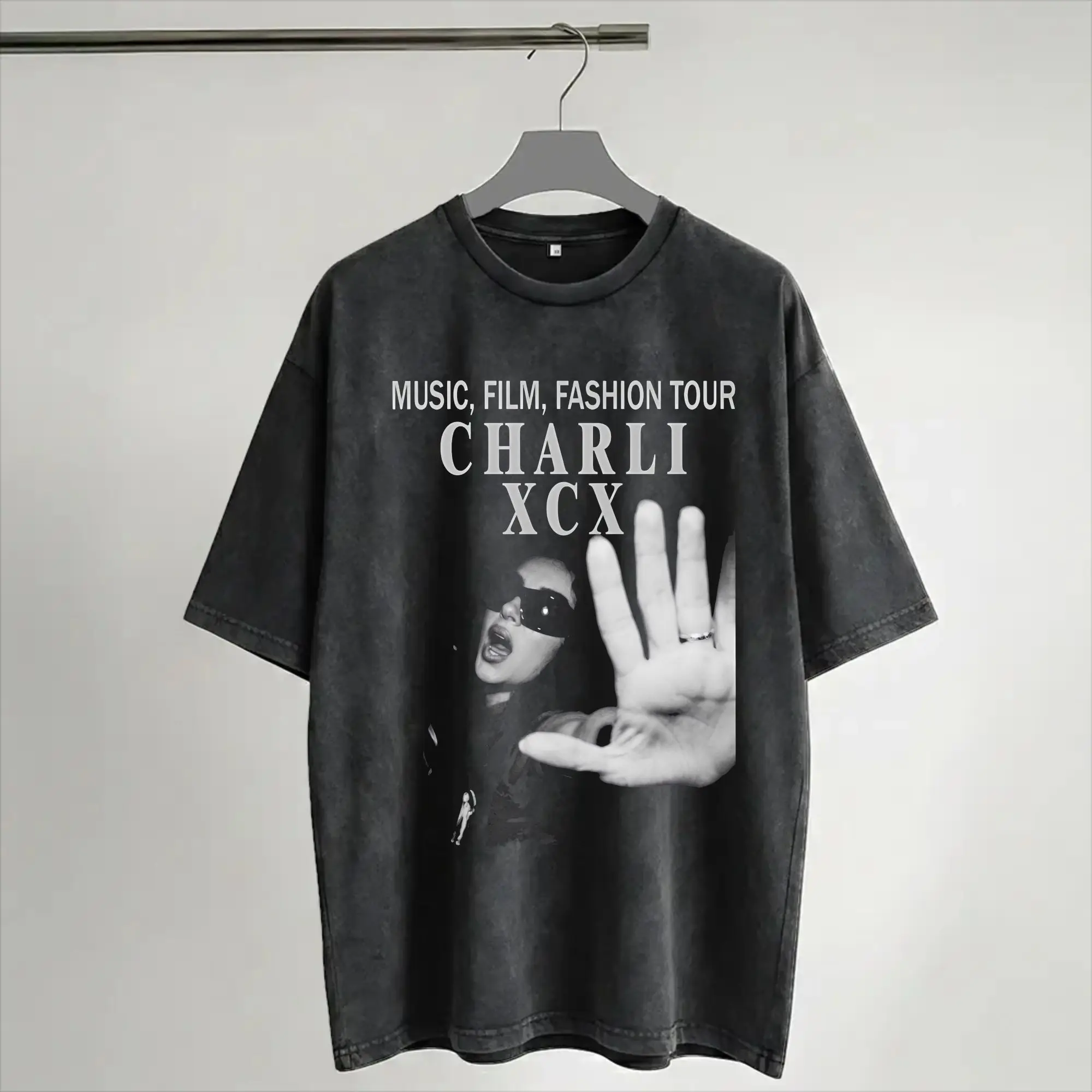 Charli XCX 2026 Music Fashion Film Tour  Washed T Shirts Streetwear Hip Hop Vintage T-Shirt  Tees for Men Women Streetwear