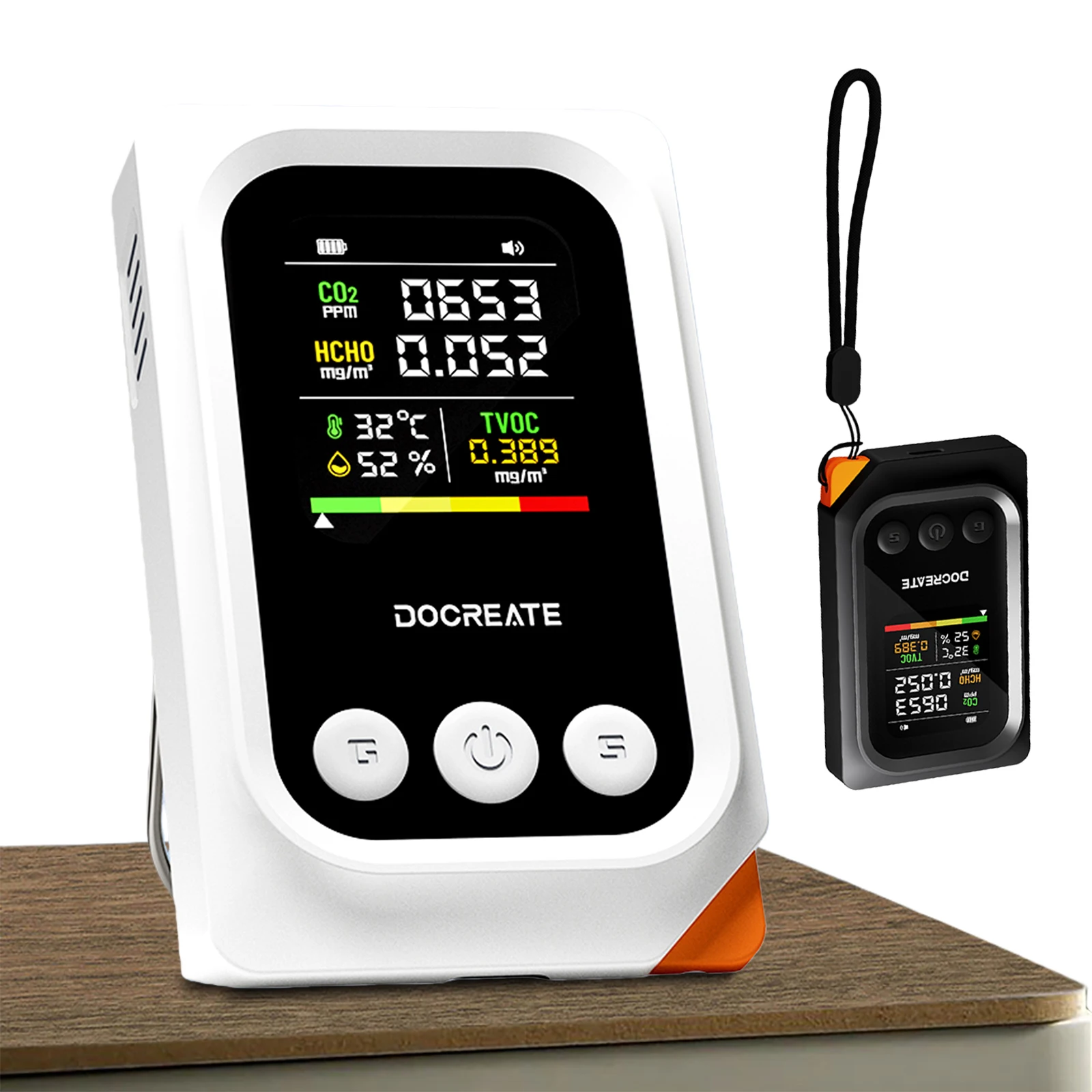 

Многофункциональный измеритель качества воздуха 5-в-1: детектор температуры, влажности, CO2, TVOC, HCHO для дома и офиса