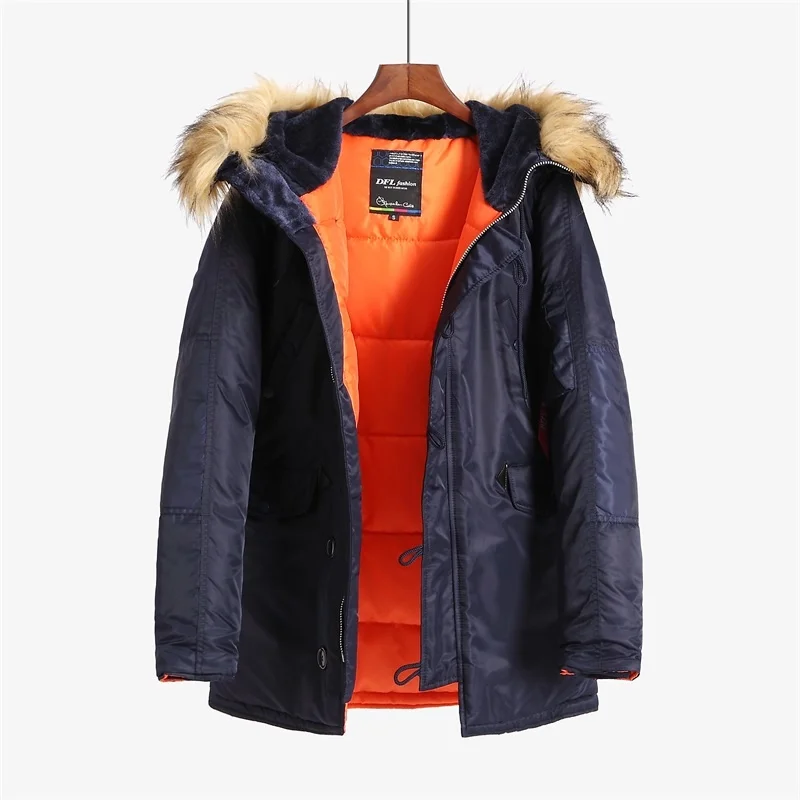 Imagem -03 - Alaska-slim Fit Thick Parka com Capuz de Pele para Homens Jaqueta Militar Aacolchoada Cabolsa de Tempo Frio N3b Inverno