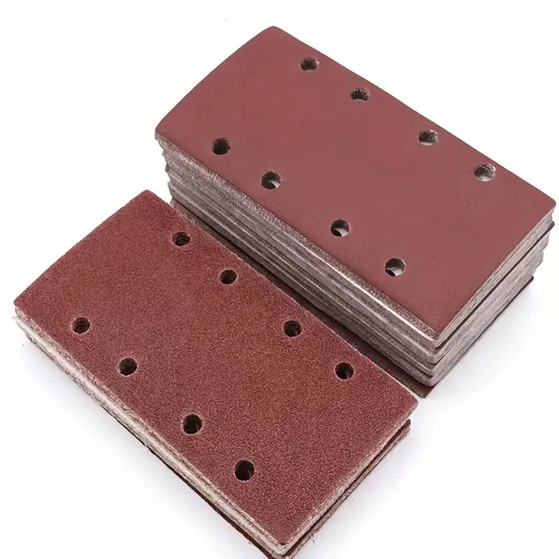 10/20pcs 8-Hole Rectangular Premium Flocked Sandpaper Sheets, Self-Adhesive, 185X93mm - Assorted Grits (60-600) For Air Grinders