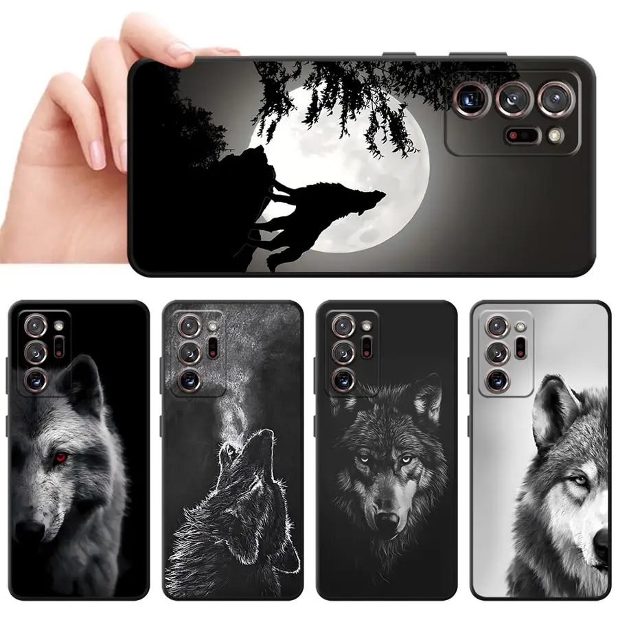 Custodia morbida per telefono Cool Wolf nera per Samsung Galaxy Note S10 10 Plus 8 S9 20 Ultra 9 S8