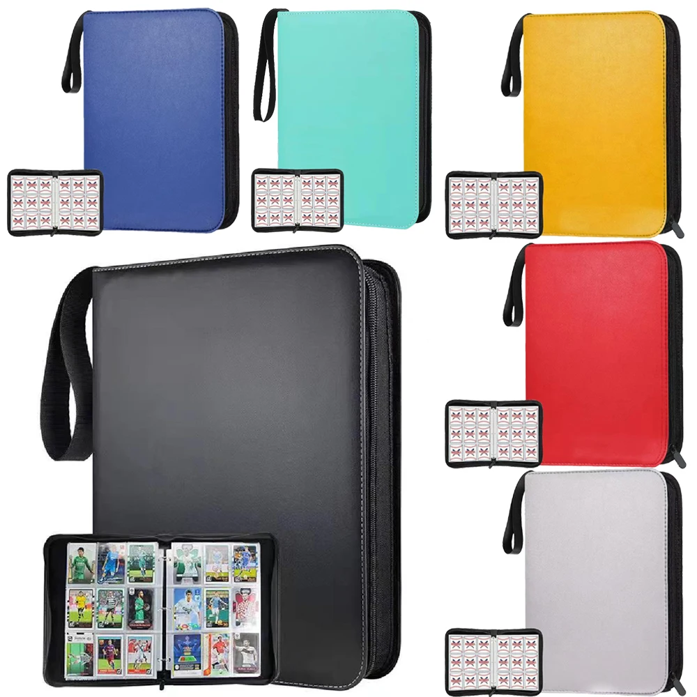 

Trading Card Binder Album Folder with Sleeves,Double Sided Pocket Premium 9 Pocket PU Card Collection Binder Holds 900 Cards
