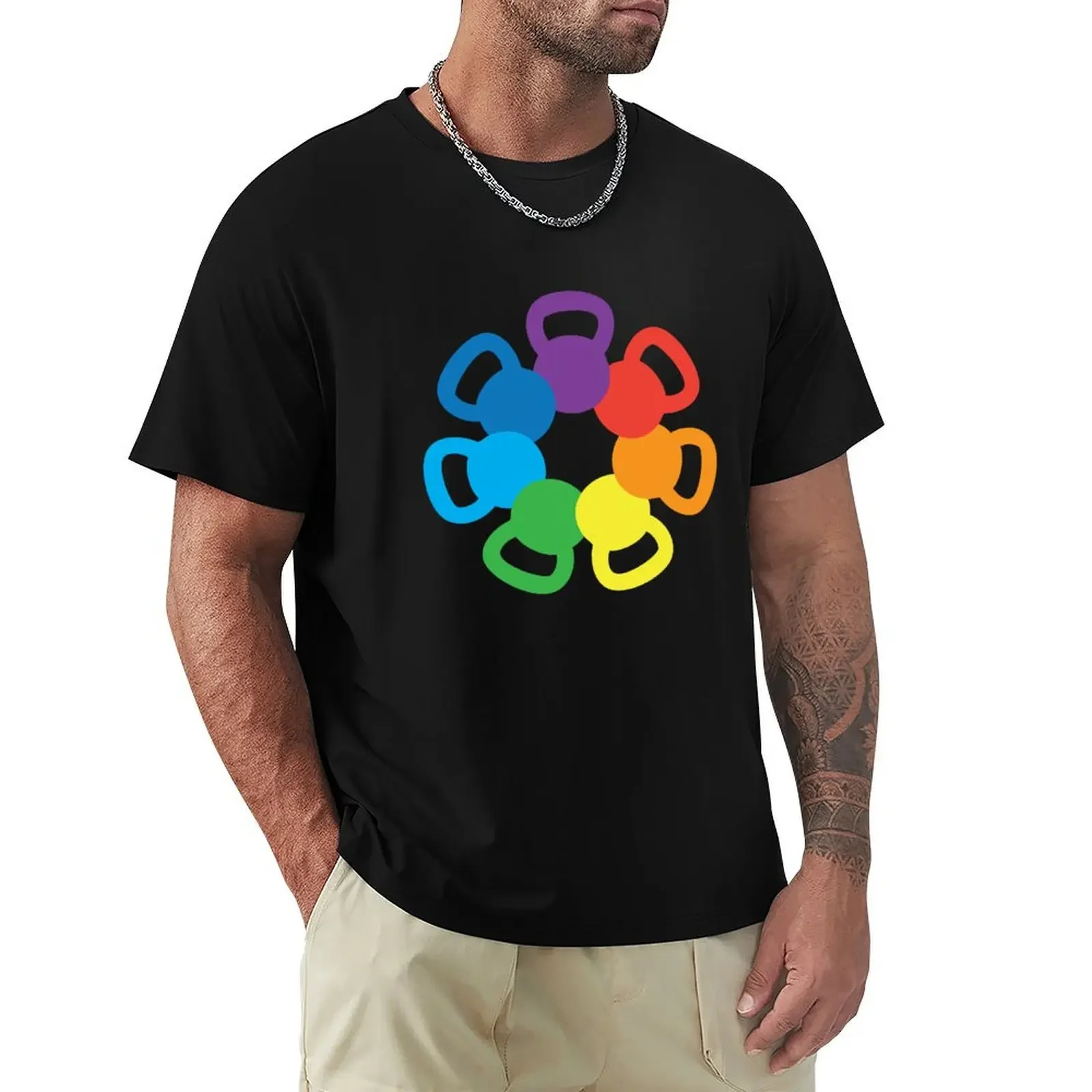 

Rainbow Kettlebell T-Shirt essential t shirt sublime aesthetic clothes summer tops mens white t shirts