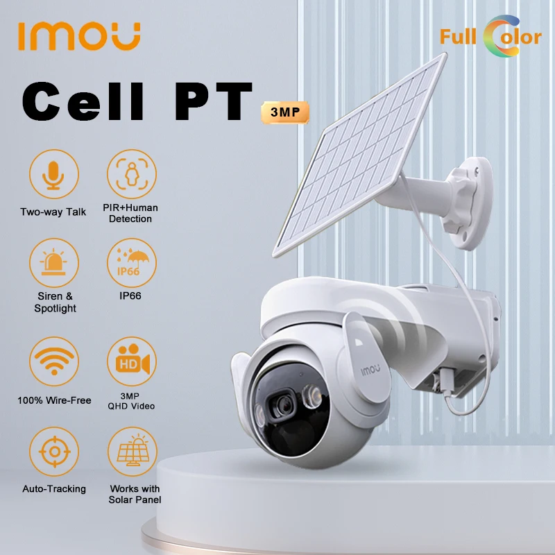 

IMOU 2K Cell PT Solar Camera Kit 3MP Waterproof Two-way Talk Rechargeable Battery Outdoors IP Cameras with Solar Panel