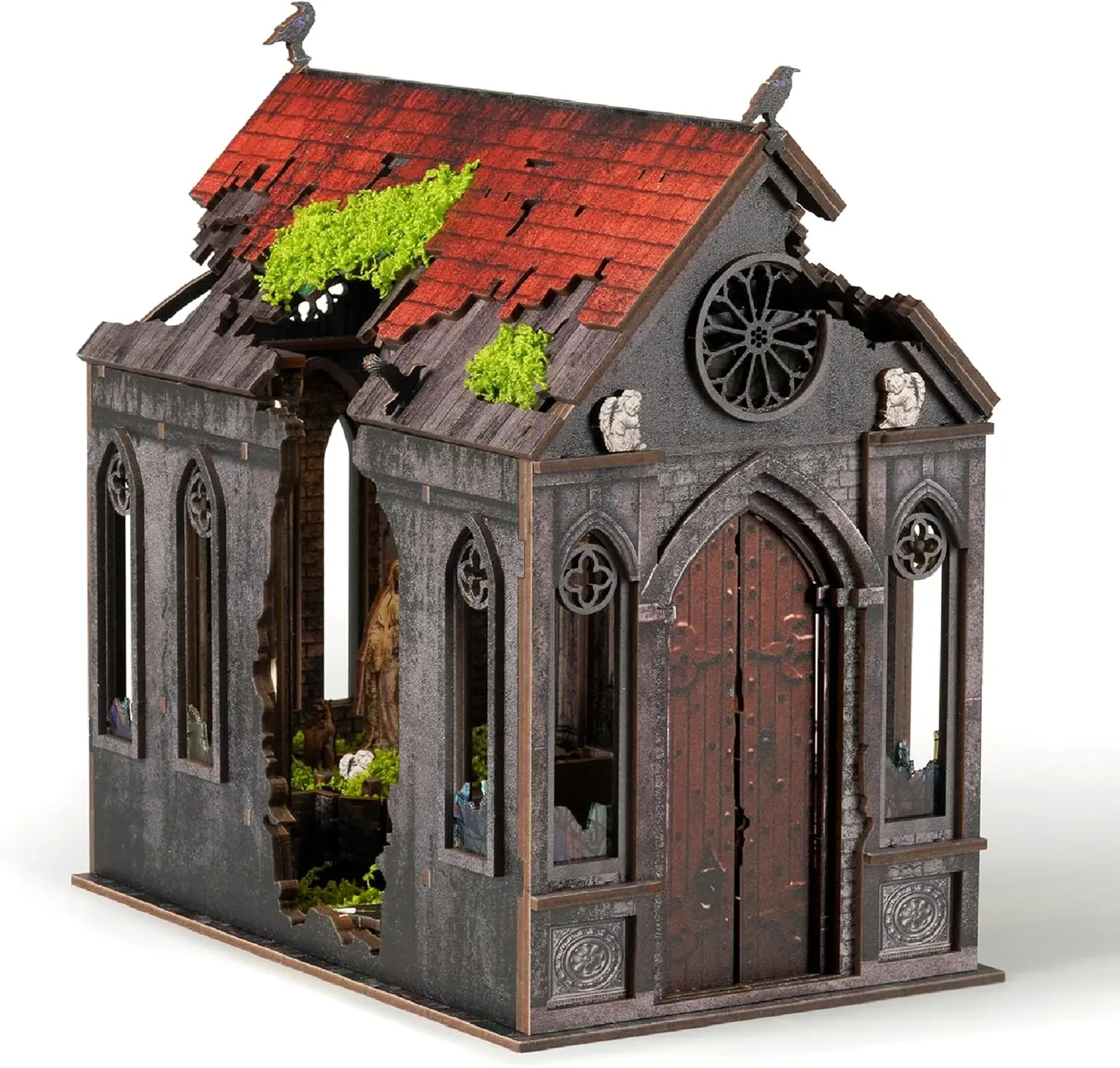 Kit de Casa en Miniatura DIY con Luz LED, Rompecabezas de Madera 3D para Adultos y Adolescentes, Decoración para Rincón de Lectura, Regalo