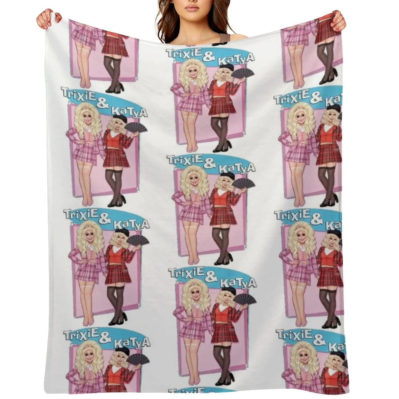 Katya Zamolodchikova Merch Trixie _ Katya Überwurfdecke, weiche große Bettdecken, modische karierte Decken