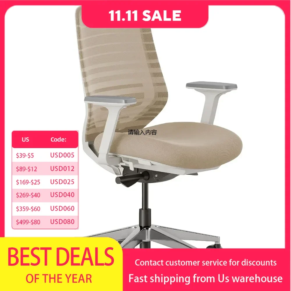 

An ergonomic office chair with adjustable lumbar support, a breathable mesh backrest, and smooth wheels