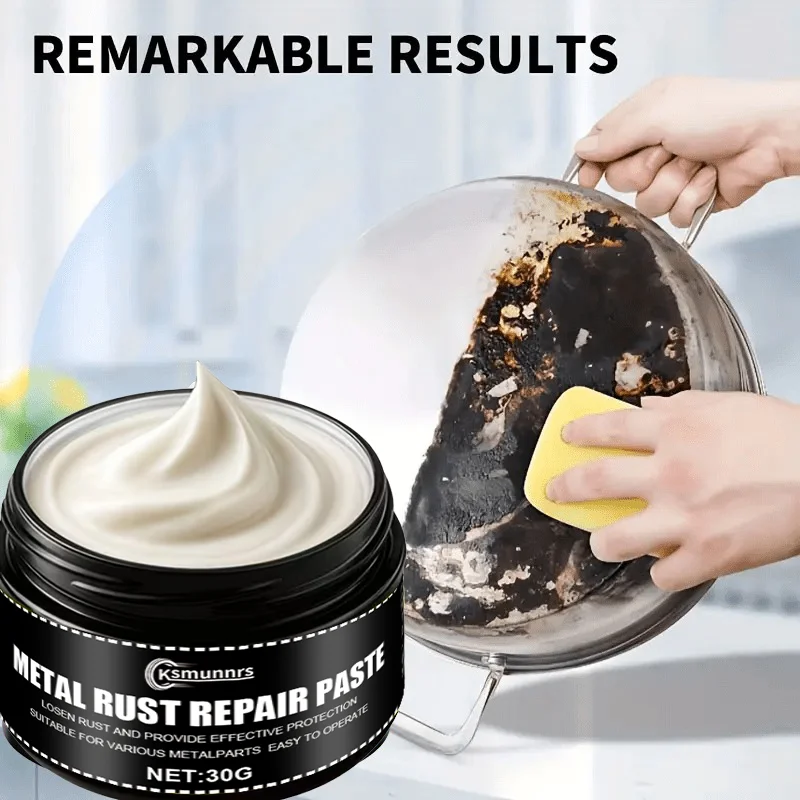 Metal rust remover paste, quickly dissolves rust stains, renovates kitchenware, hardware, ceramics and car wheel surfaces
