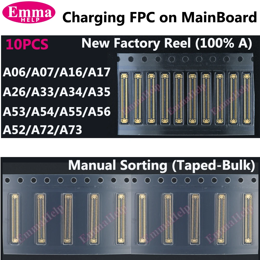 10pcs Charging FPC on MainBoard For Samsung A06 A07 A16 A17 A26 A33 A34 A35 A53 A54 A55 A56 A52 A72 A73 FPC Connector Port