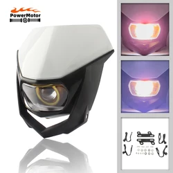 Headlight LED Motorcycle Plate Accessories for Yamaha Kawasaki Honda Motocross Enduro Dirt Bike Moto Supermoto Sportster Parts