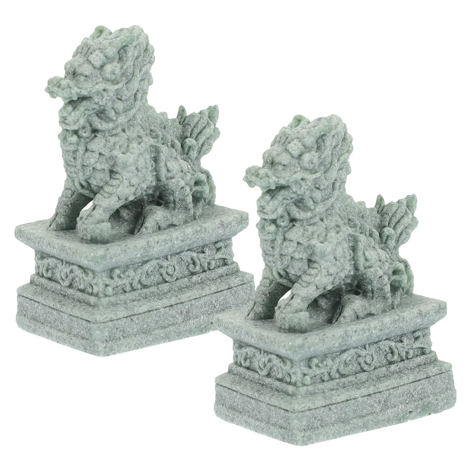 

1Pair Miniature Sandstone Guardian Lion Statue Fish Tank Animal Ornament Aquarium Landscape Craft Micro Landscape