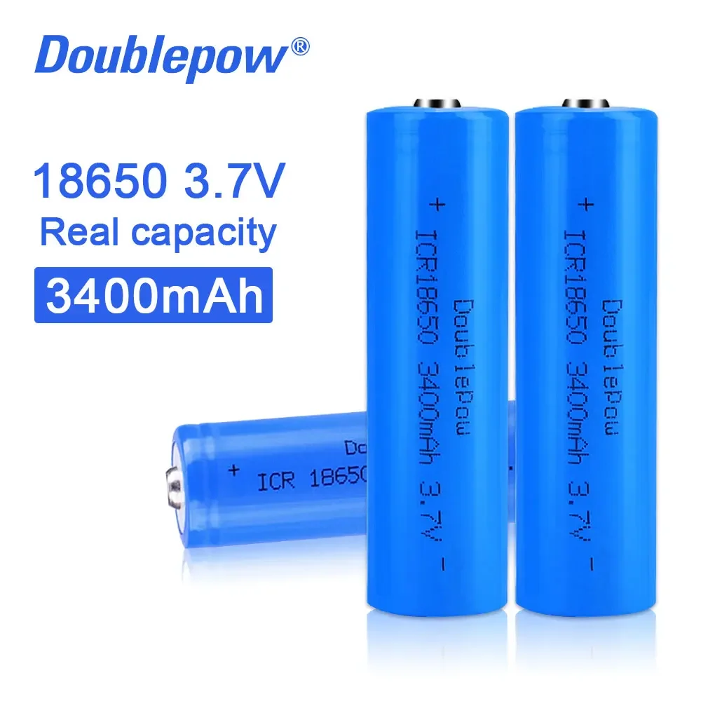 100% original  Doublepow 18650 3.7v 3400mah 18650 rechargeable lithium battery for flashlight batteries