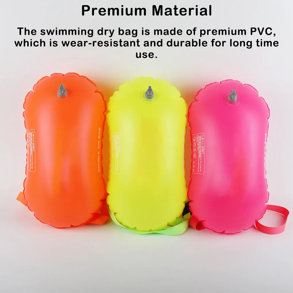 Dry Swimming Bag Inflatable Waterproof Buoy with Belt Water Sports Bright Color Pack Tool Bags Adult Children Orange