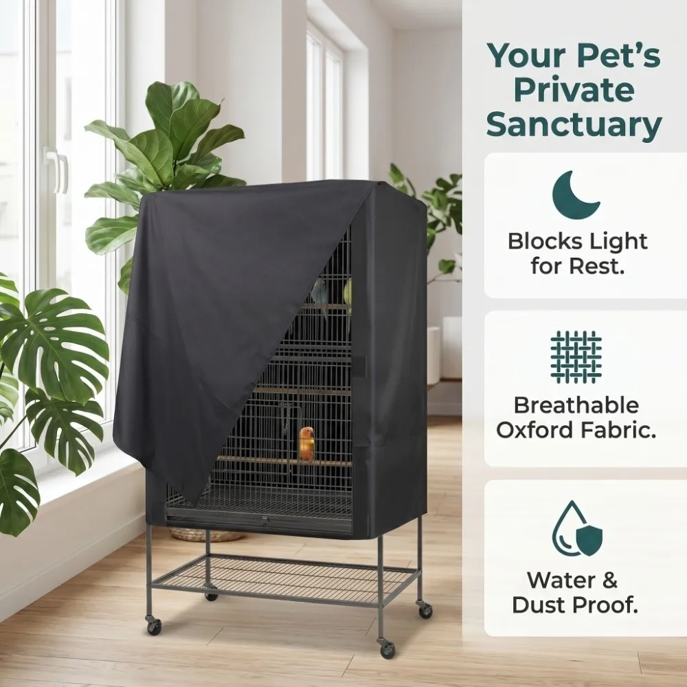 Light-Blocking Oxford Cloth Bird Cage Cover Waterproof Ventilated Bird Cage Cover Dustproof Breathable Pet Bird Cage Shield