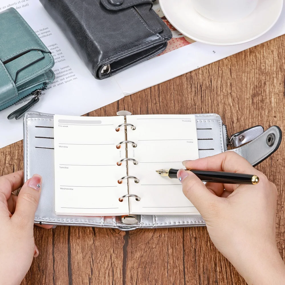 Small Portable notebook M5 Rings Planner Notebook with15 mm Rings A8 Agenda Organizer Diary Journal Wallet