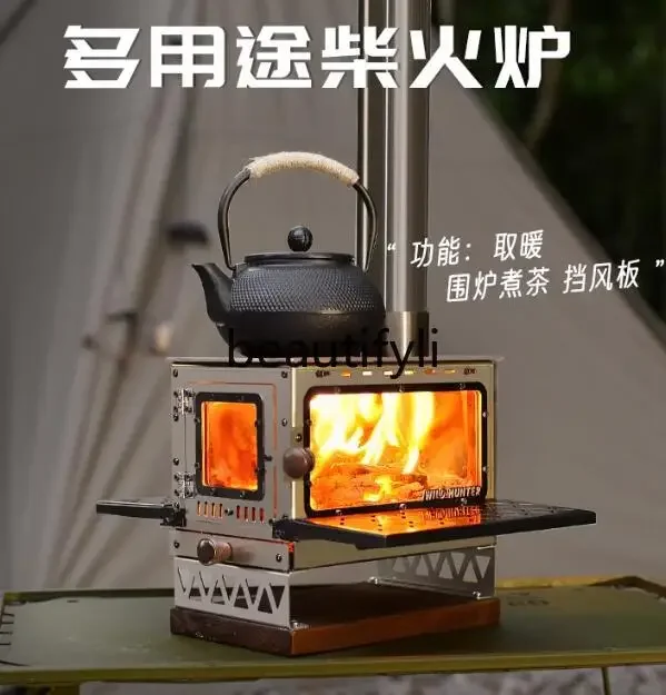 Outdoor Mini Firewood Stove Camping Tent Heating Tabletop Small Fireplace Portable Picnic