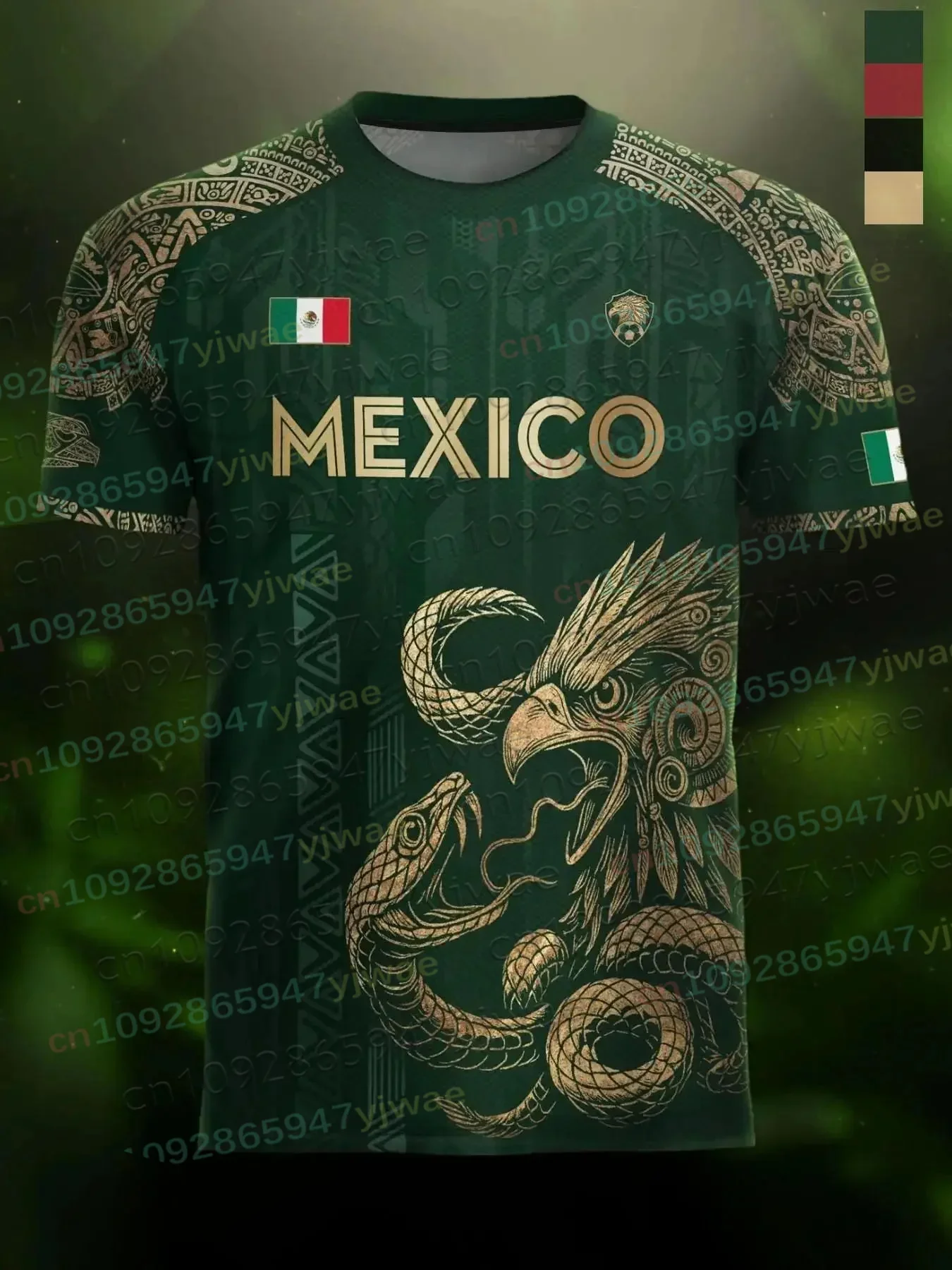 Mexico Football Team 3D HD All Over Print Quick Dry Breathable Competition Training Street Daily Casual Lapel Short Sleeve Top