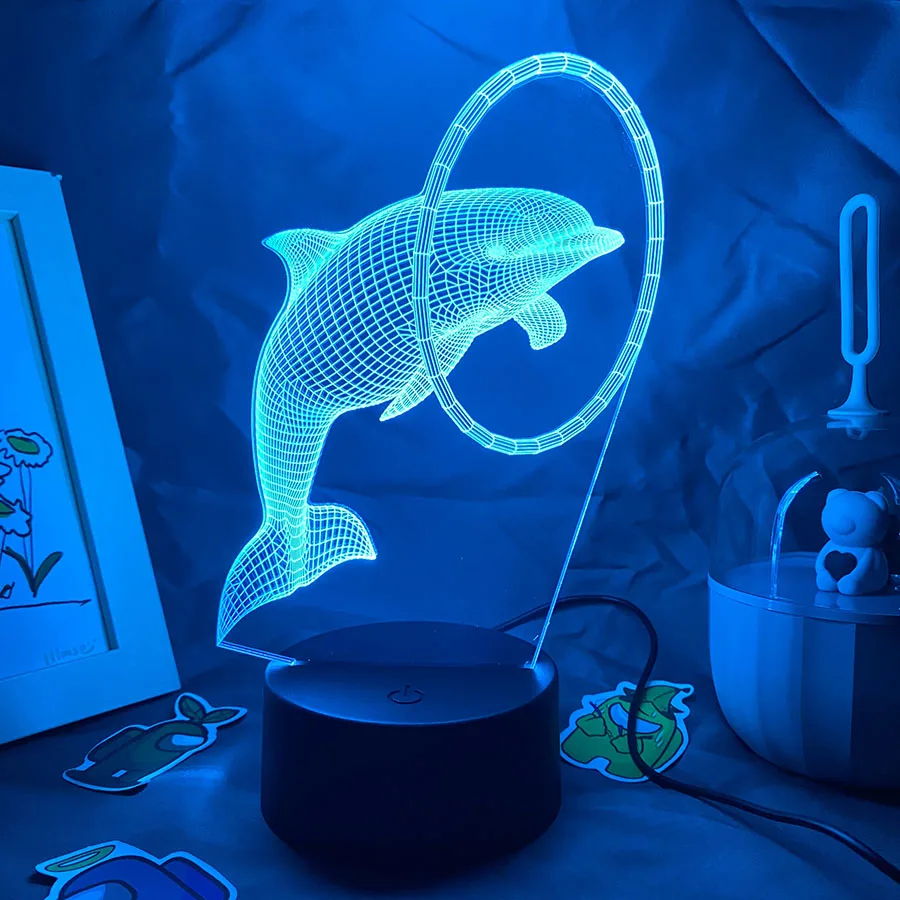 

Животное Дельфин, милая 3D светодиодная неоновая лавовая лампа, RGB ночники, красочный подарок для детей, Kawai, украшение для спальни, стола, стола