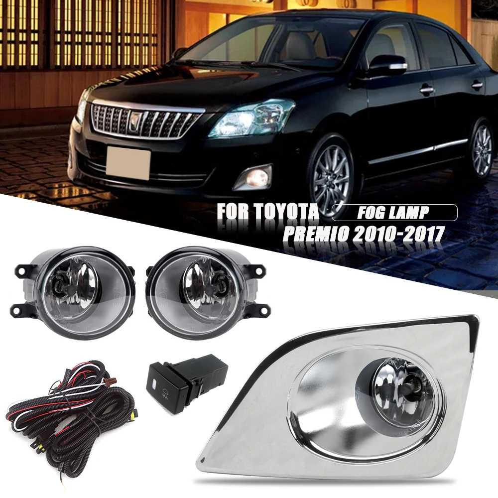 Front Bumper Fog Lamp Upgrade Kit FOR TOYOTA PREMIO 2010-2017 Version Additional Foglight Set Switch + Wiring