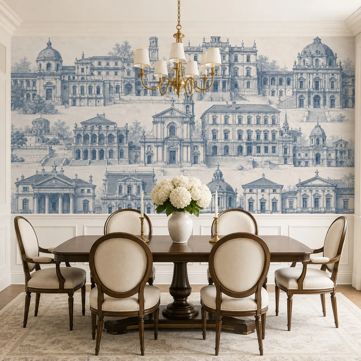 Vintage European Architecture Peel and Stick Wallpaper Blue Palace Wall Mural Self Adhesive Living Room Bedroom Decor