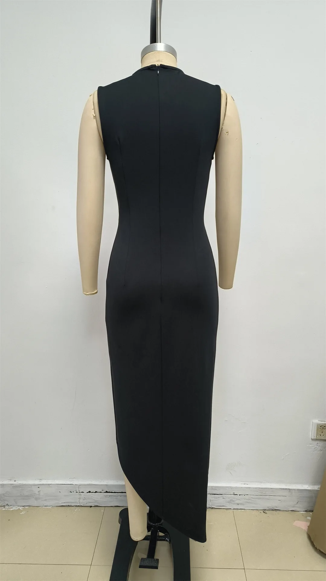 2025 Donne Sexy Senza Maniche O Collo Fiori 3D Nero Midi Aderente Estate Aderente Vestito Dalla Fasciatura Elegante Sera Club Vestito Da Partito