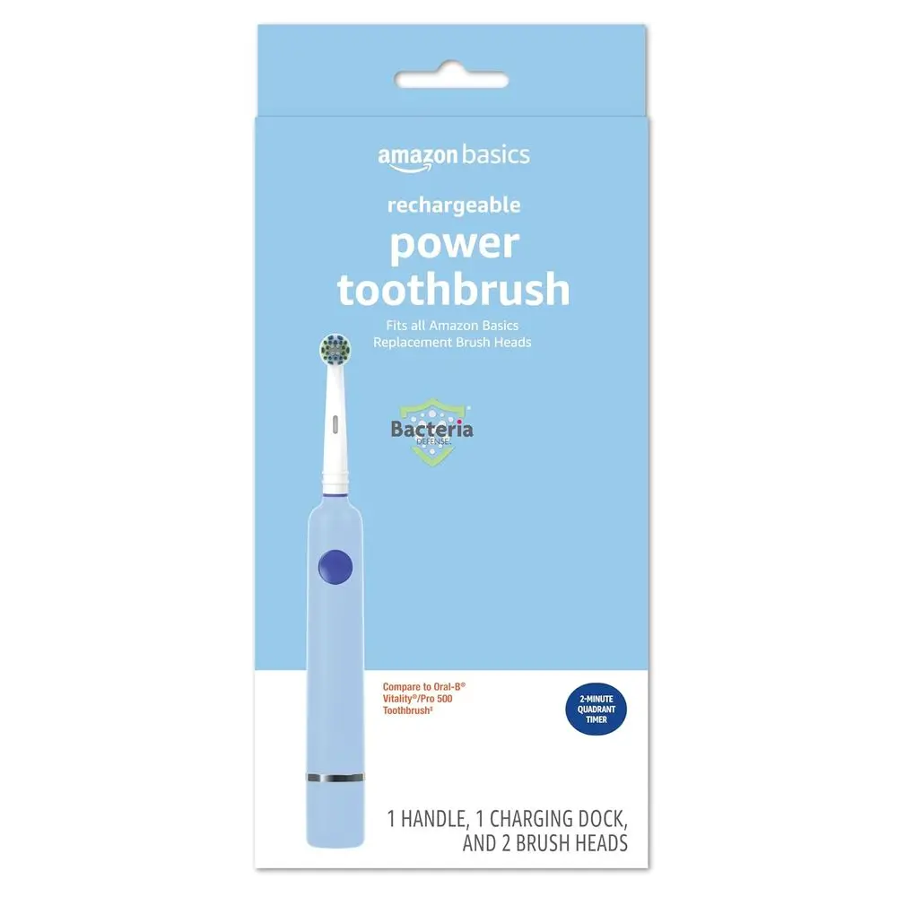 

Rechargeable Power Toothbrush with Bacterial Sensor, Replaceable Bristles, and 2-Minute Timer