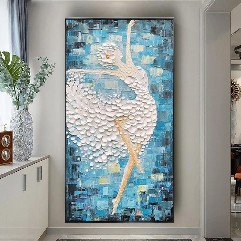 

Nordic Interior Wall Ornaments Dancer Image 3d Canvas Art Handmade Abstract Ballet Oil Painting Decor Home Living Room Artwork