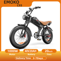 Emoko C93 Electric Bicycle 2000W Dual Motor 48V23AH Battery Mountain Aldult Electric Bike 20*4.0 Inch Fat Tire Motorcycle E-bike