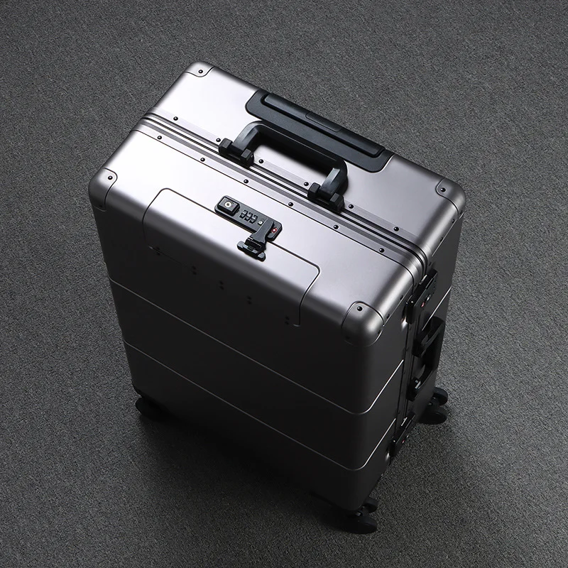 German all-aluminum luggage men's pull rod suitcase metal business 20 boarding alloy travel case female 24 "combination box