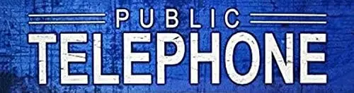 Telephone Public Pay Vintage Replica Phone Booth Blue Aged Look Cool Street Metal Tin Sign 16X4 Inches