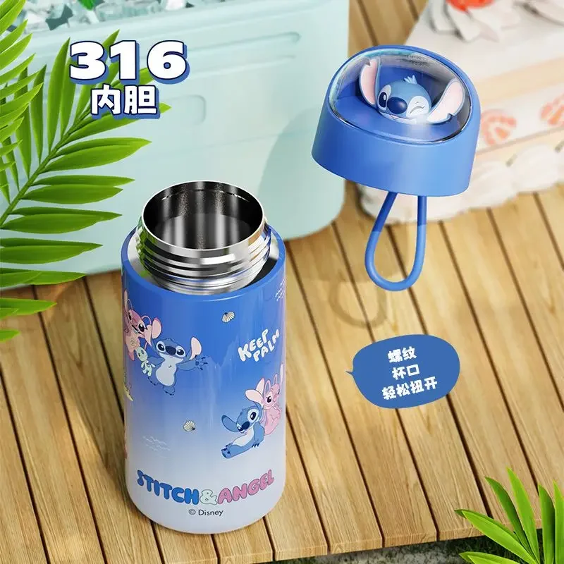 Cute Stitch Angel creative cartoon pattern portable stainless steel drop-proof and leak-proof insulated water cup with strap