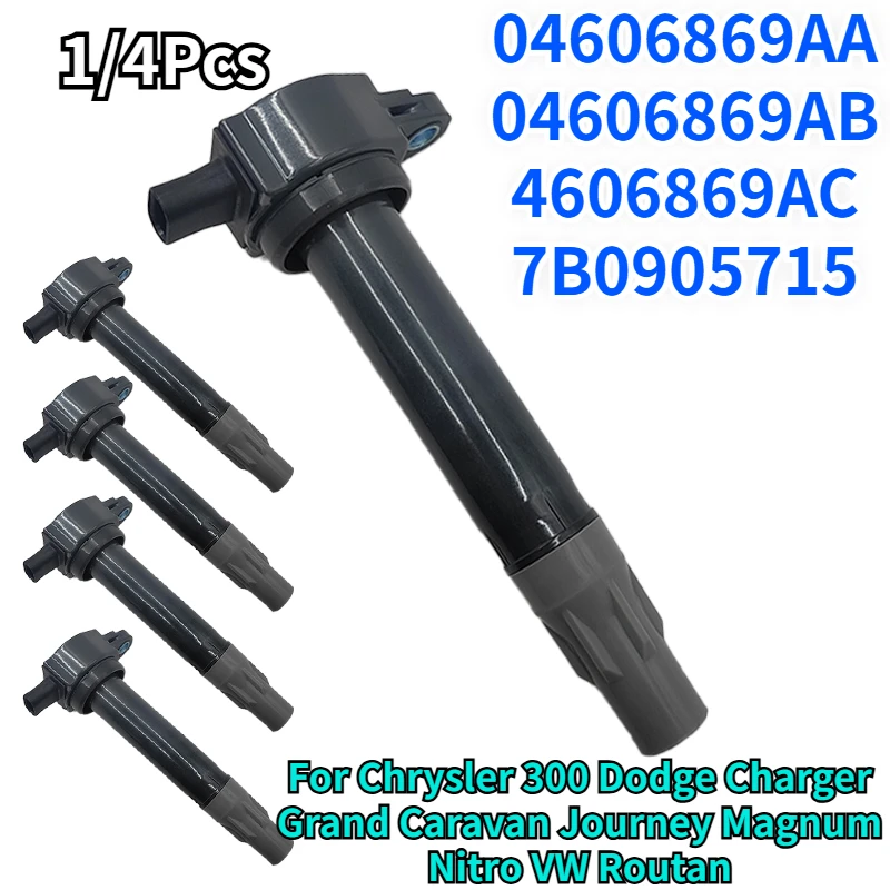 1/4Pcs UF502 04606869AA 04606869AB For Chrysler 300 Dodge Charger Grand Caravan Journey Magnum Nitro VW Routan Ignition Coil