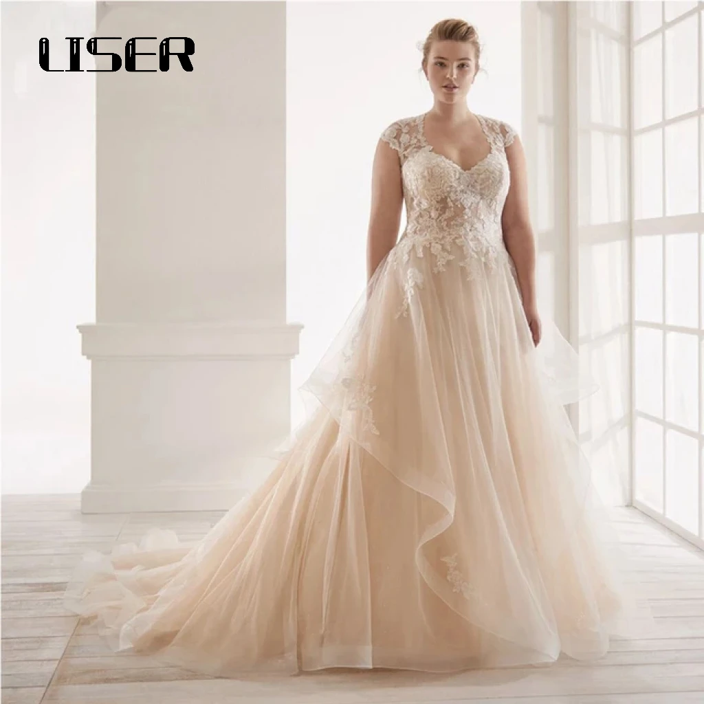 LISER Plus Size Lace Boho A-line Wedding Dresses For Women 2023 Sweetheart Bridal Gown Tulle Sweep Train Vestidos De Novia