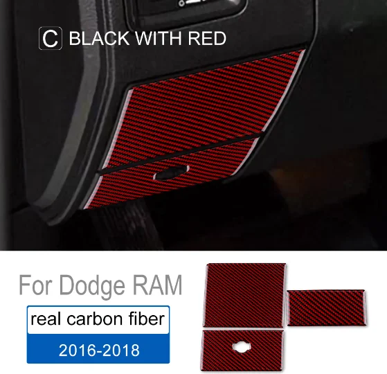 

Carbon Fiber Storage Box Switch Cover 3PCS For Dodge Ram 2016-2018 Real Sticker Trim Interior Accessories Decoration Upgrade