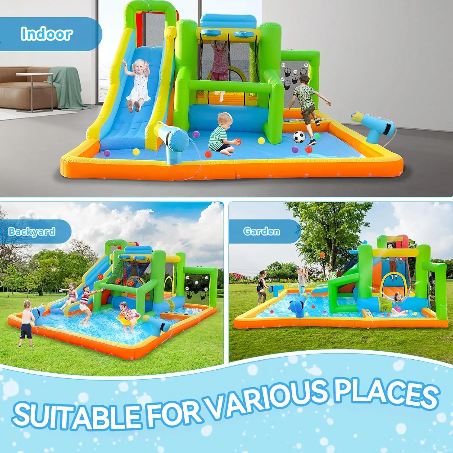 FBSPORT Inflatable Bounce House Water Slide, Bounce House for Kids Indoor Outdoor Bouncy House with 550W Blower, Bounce Castle w view 2