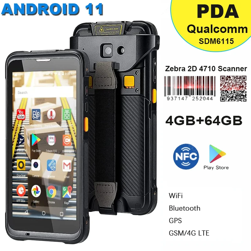 

Портативный сканер Android 11 Rugged PDA 4G 64G, мобильный процессор сбора данных на складе в супермаркете