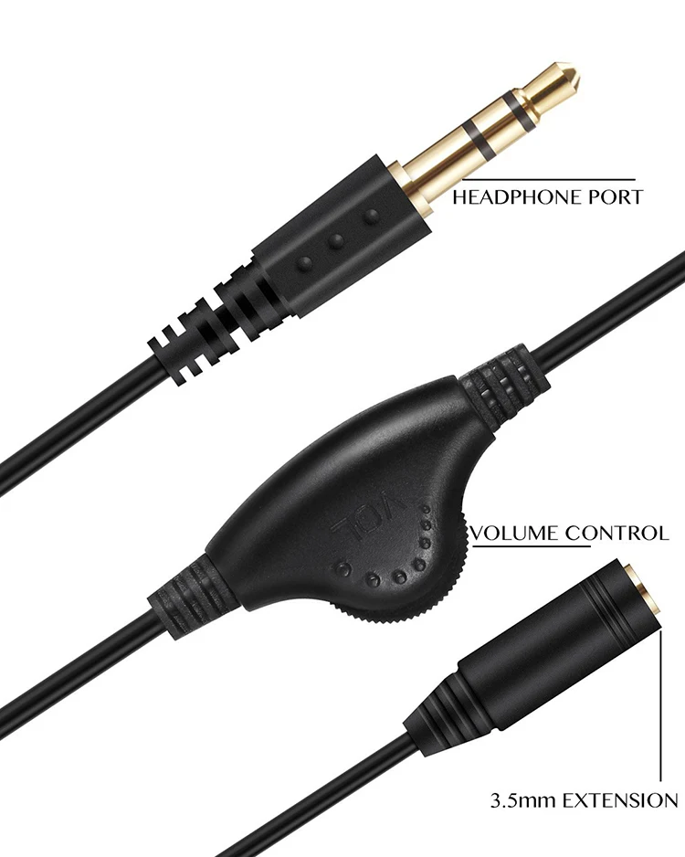 Kabel Ekstensi Audio Jack 3.5 Mm Audio Stereo M/F Kabel Aux Jack 3.5 Mm dengan Kontrol Volume untuk Headphone Earphone