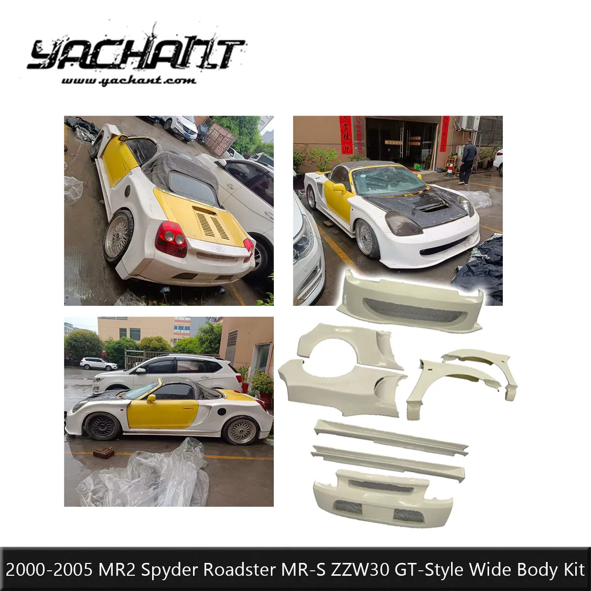 Carbon Fiber GT Style Wide Body Kit Fit For 2000-2005 MR2 Spyder MR-S ZZW30 Roadster Full Body Fender Flare Aero Conversion Kit