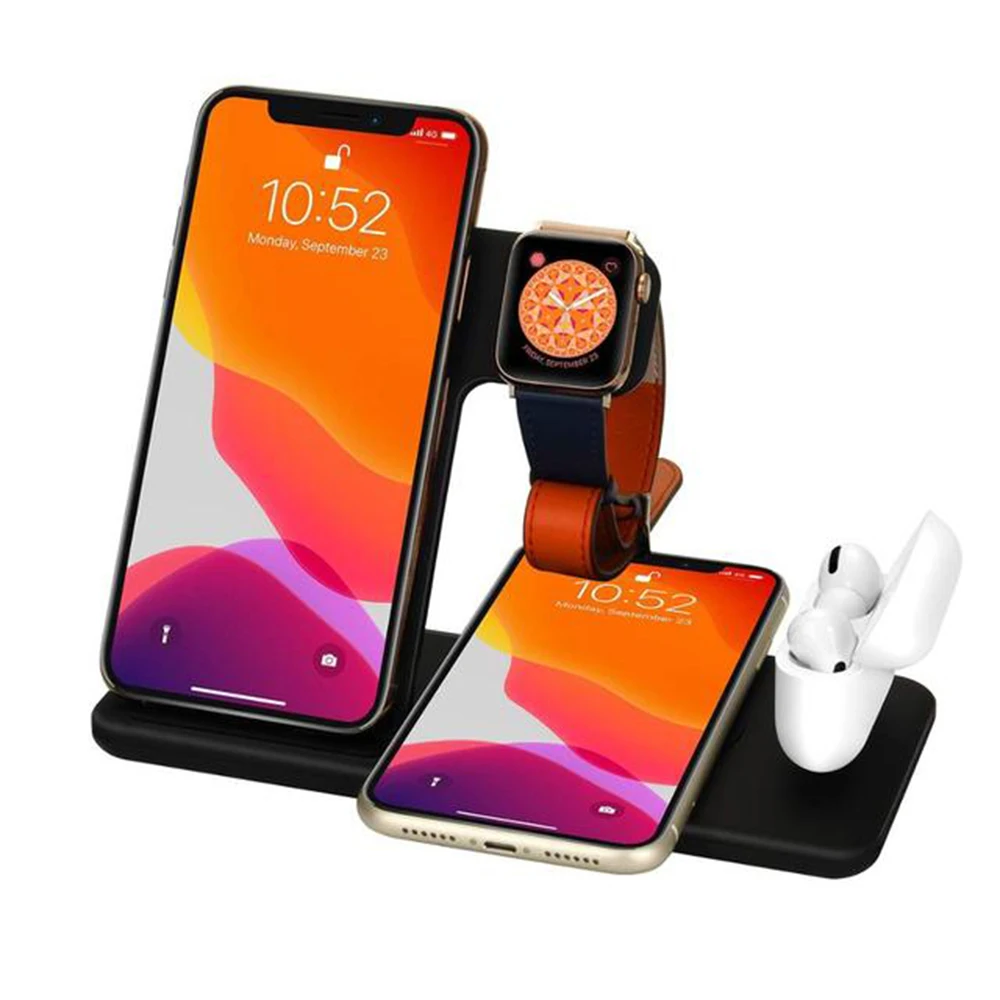 

4 in 1 Fast Wireless Charger Stand Foldable Charging Station For Apple Watch Samsung Huawei iPhone 14 13 12 Pro Max AirPods