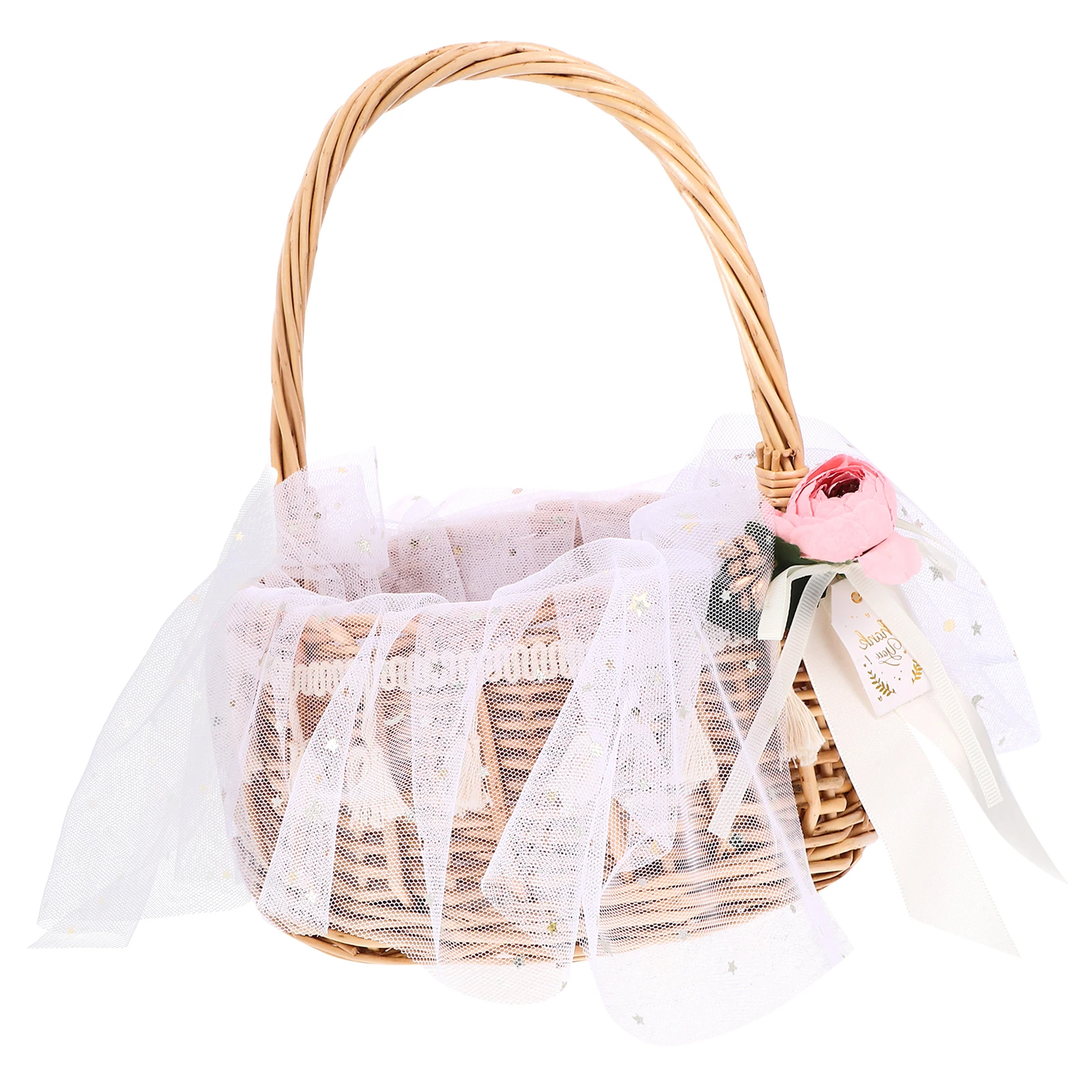 

Decorations Woven Hand Basket Baskets for Gifts Handwoven Picnic Wedding Flower Rattan Mini Wicker