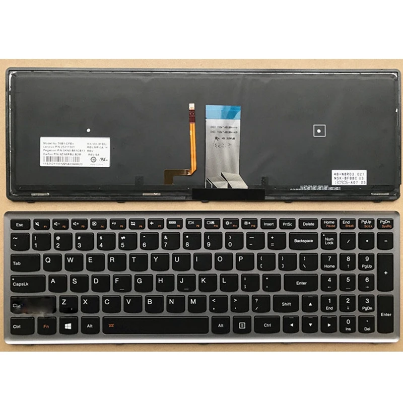 Klawiatura RU dla LENOVO Z710 U510 T6B1-RU T6B1-RU 25211304   0KN0-B61RU13 9Z.N8RBU.B0R NSK-BF1SU 0KN0-B62RU13 V- 136520 MS1
