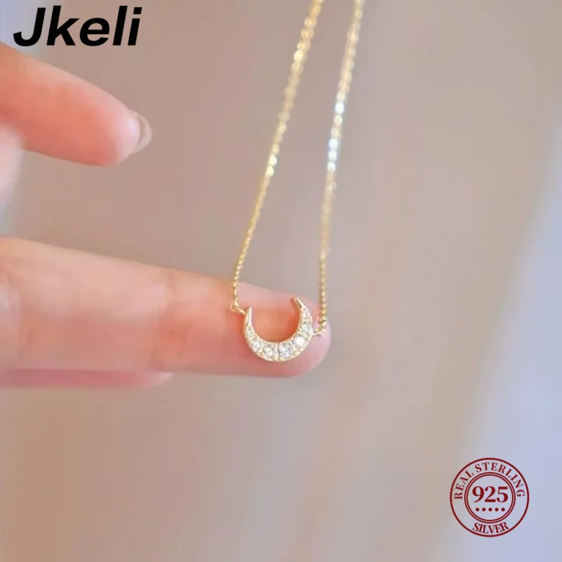 

Jkeli S925 Sterling Silver Small Moon Bracelet Gold-Plated Bright Surface Shiny Mini Crescent All-Match Fashion Jewelry Accessor