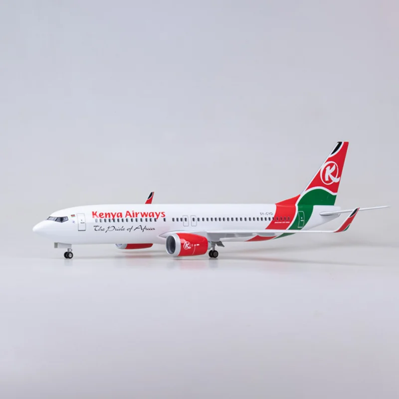 1/85 Scale 47CM Airplane 737MAX B737 MAX Aircraft Kenya Airways Airline W Light and Wheel Diecast Plastic Resin Plane Model Toy