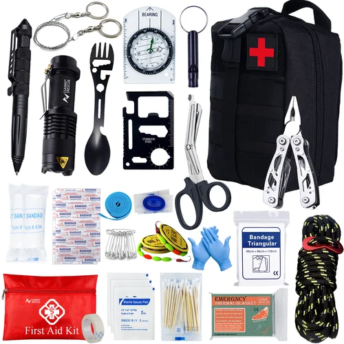Botiquín de primeros auxilios de supervivencia, conjunto completo de supervivencia, equipo Molle para exteriores, kits de emergencia, bolsa para traumatismos, Camping, senderismo, aventuras IFAK EDC