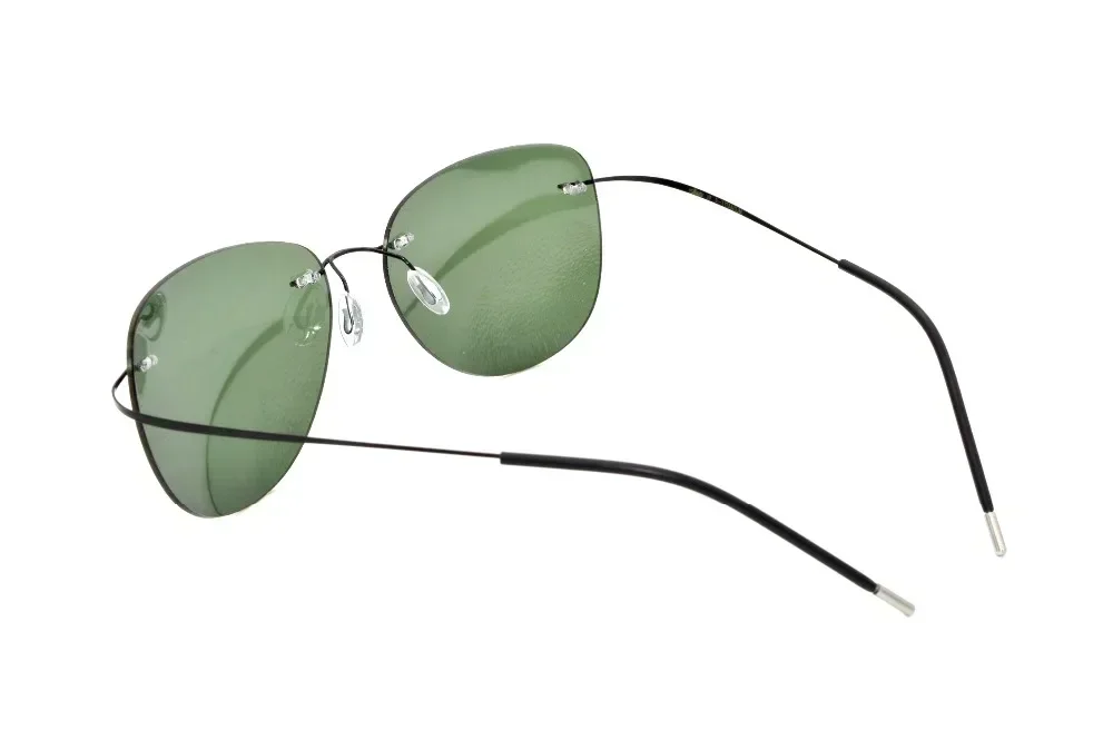 Novo design marca genuína b titânio verde polarizado sem aro com caso óculos de sol gafas de sol brilhante lunettes de soleil