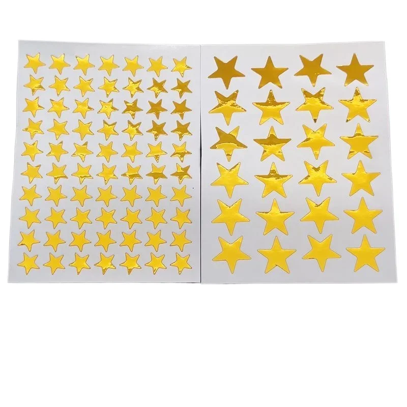 10sheets/bag Gold Star Sticker Stamping Five Pointed Star Sticker Children's Reward Sticker Teacher Praise Label kawaii stickers